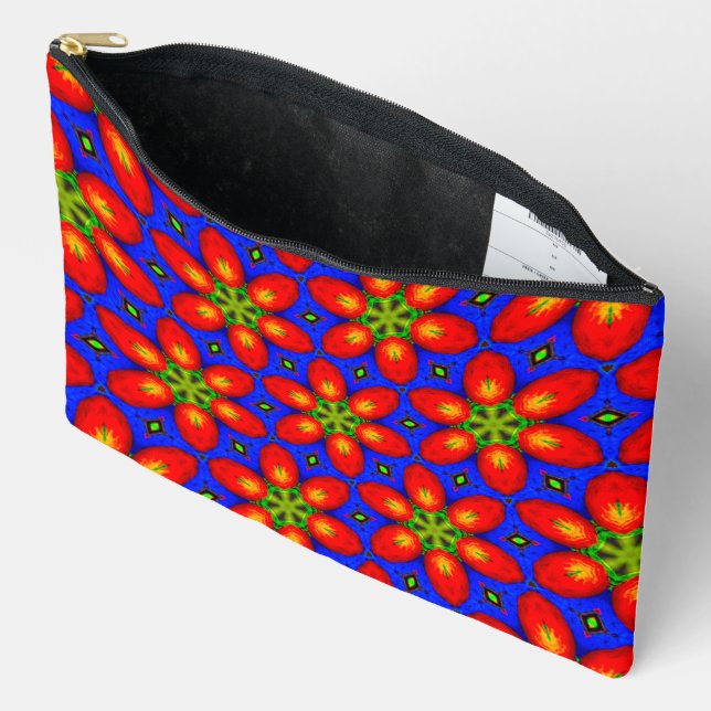Cute Red Floral Pattern Accessory Pouch (Open)