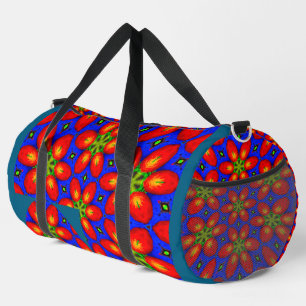 Cute Red Floral Pattern Duffle Bag