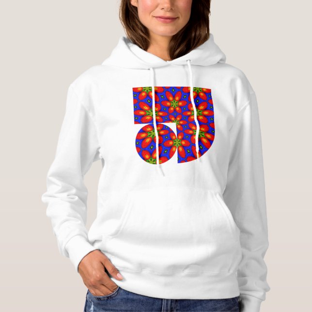 Cute Red Floral Pattern Hoodie (Front)