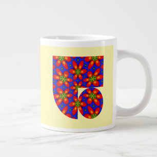 Cute Red Floral Pattern Large Coffee Mug