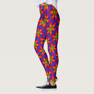 Cute Red Floral Pattern Leggings