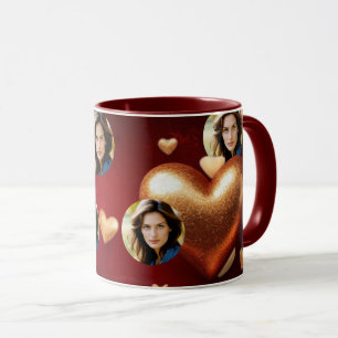Cute Red floral & Pink Hearts Valentine's Day Mug