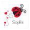 Cute red flying ladybug kids name poster