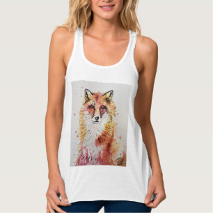 Cute Red Fox Animal Watercolor art Woodland Singlet
