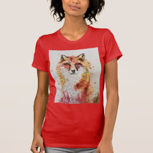 Cute Red Fox Animal Watercolour art T Shirt
