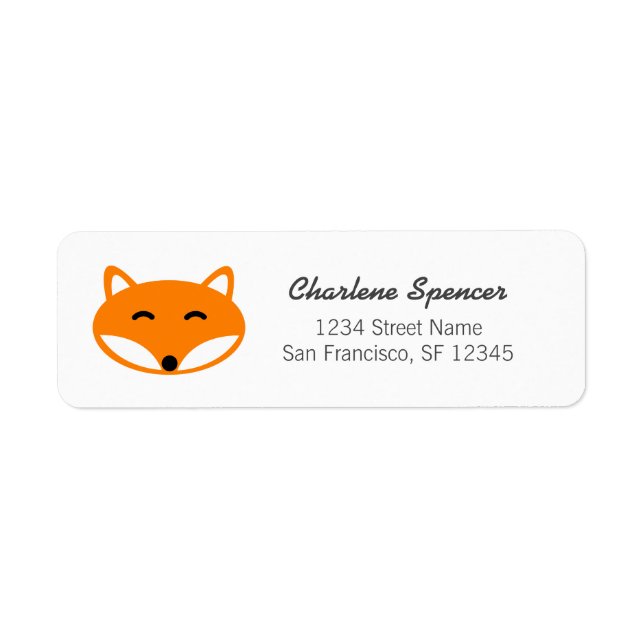 Cute red fox baby shower return address labels (Front)