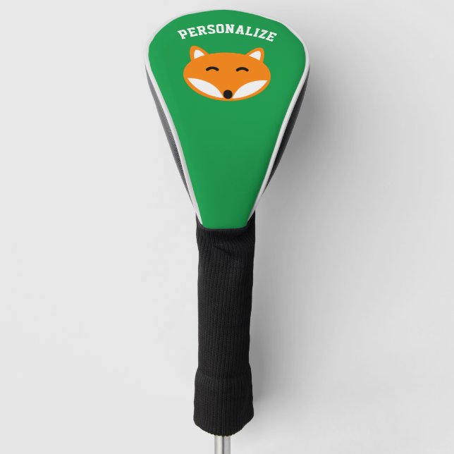 Cute red fox cartoon custom name golf head cover (Front)