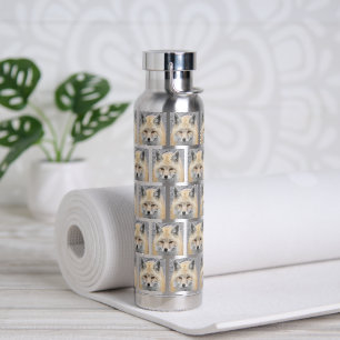 Cute Red Fox Face Pattern Water Bottle