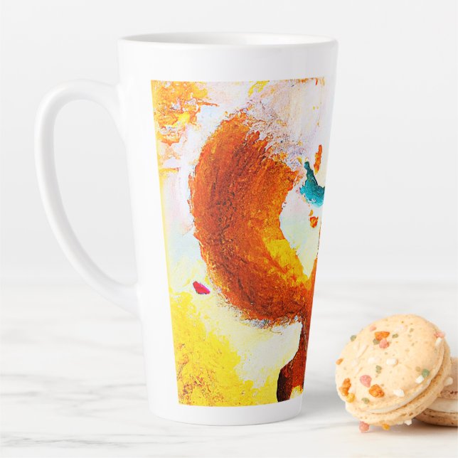 Cute Red Fox in Fall Season Painting. Buy Now Latte Mug (In Situ)
