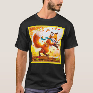 Cute Red Fox in Fall Season Painting. Buy Now T-Shirt
