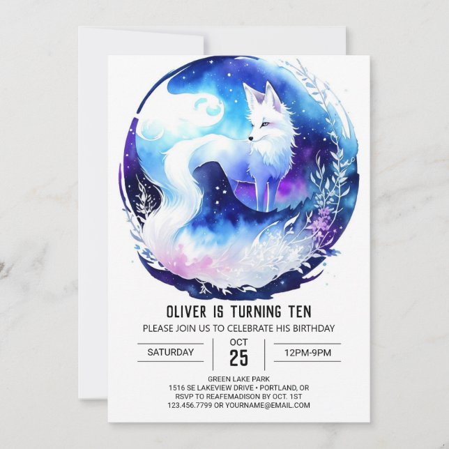 Cute Red Fox Into the Woods Birthday Invitation (Front)