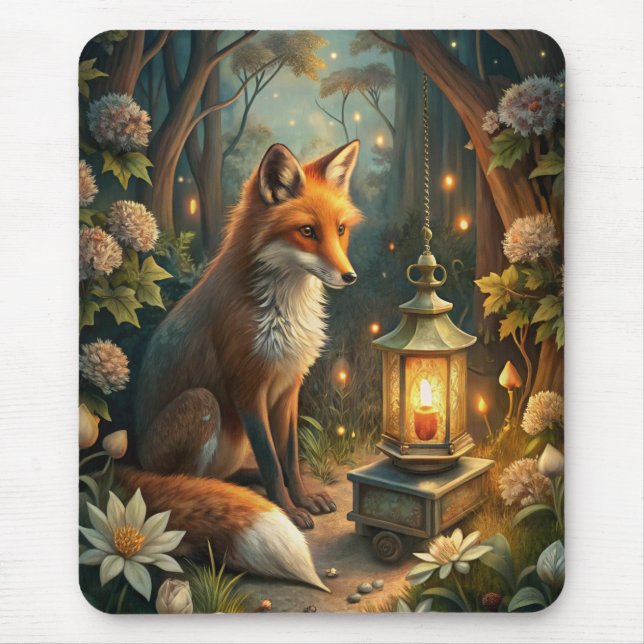 Cute Red Fox Mouse Pad (Front)