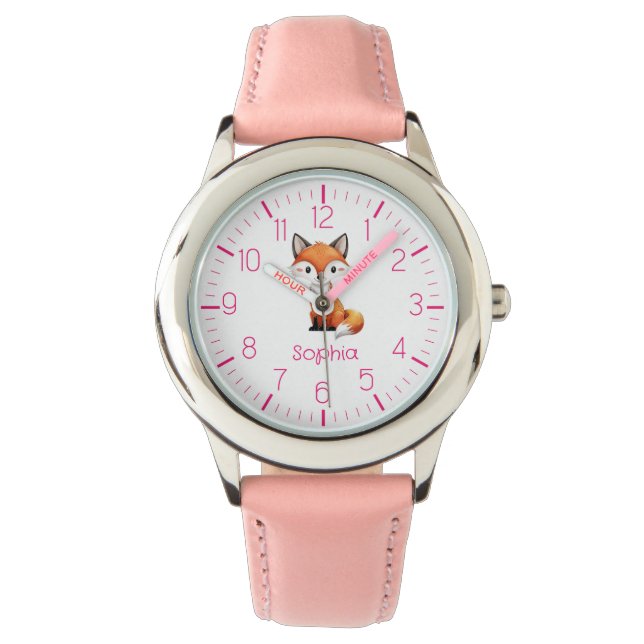 Cute Red Fox Personalised Kid's Watch    (Front)