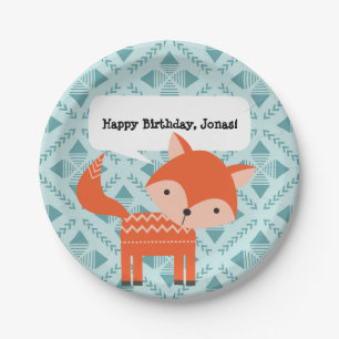 Cute Red Fox Personalised Party Plates