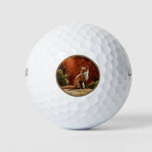 Cute Red Fox Sitting In The Sun Golf Balls