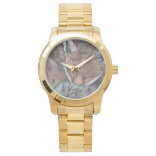 cute red fox sleeping realist wildlife art watch