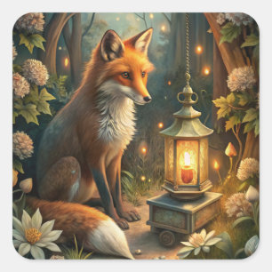 Cute Red Fox Square Sticker