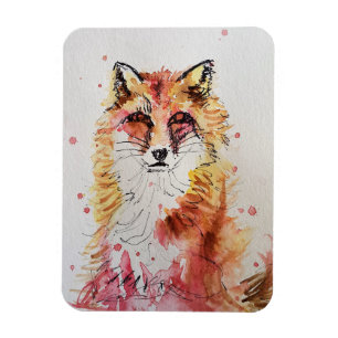 Cute Red Fox Watercolour Woodland Animal Art Magnet