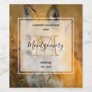 Cute Red Fox Wilderness Nature Photo Wine Making Label