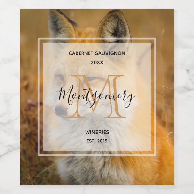 Cute Red Fox Wilderness Nature Photo Wine Making Label (Single Label)