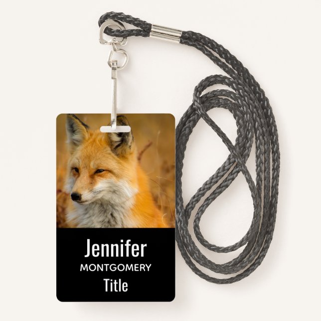 Cute Red Fox Wilderness Nature Photography ID Badge (Front with Lanyard)