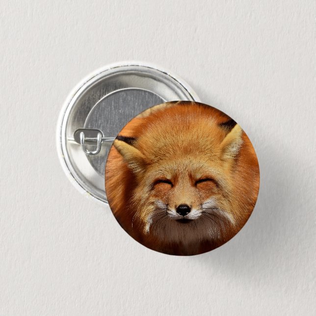 Cute Red Fox with Funny Squinting Eyes 3 Cm Round Badge (Front & Back)