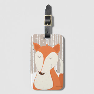 Cute Red Fox Woodland Birch Trees Luggage Tag