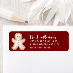 Cute Red Gingerbread Christmas Return Address