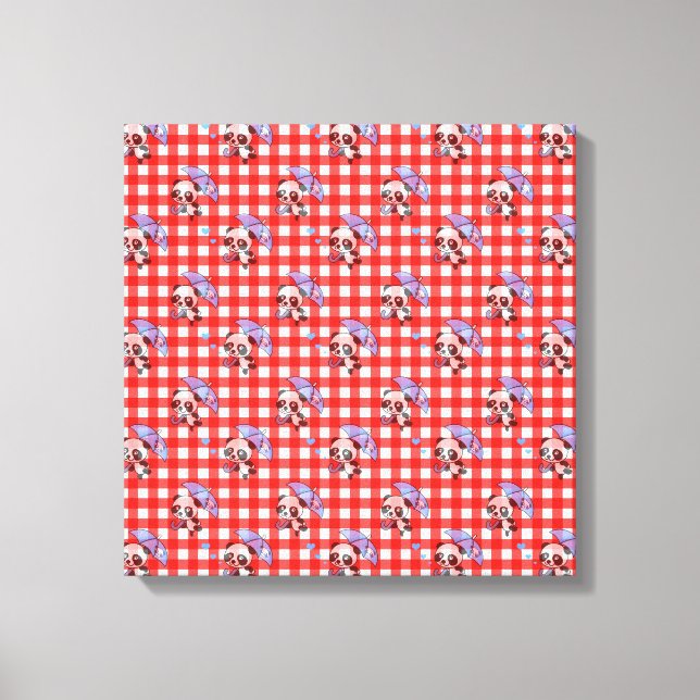 Cute Red Gingham Check Canvas Print (Front)