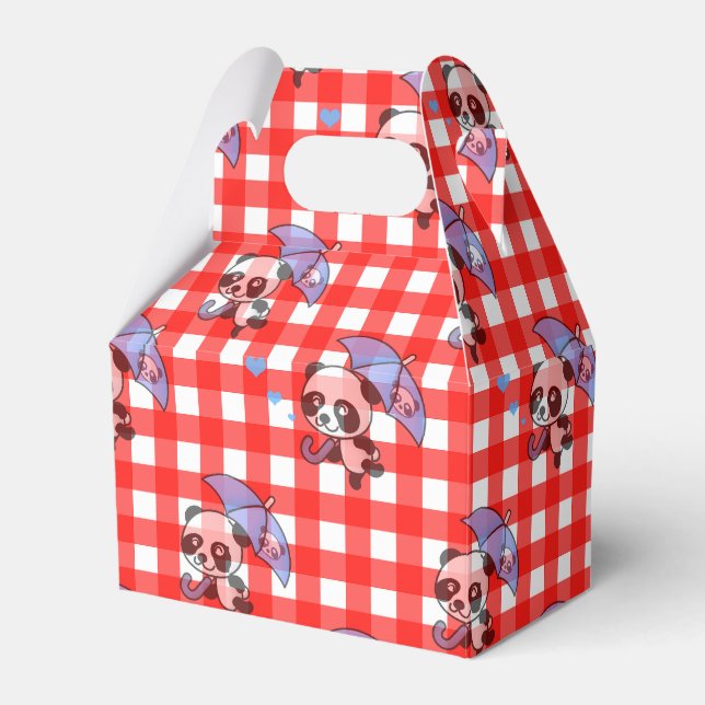 Cute Red Gingham Check Design Favour Box (Front Side)