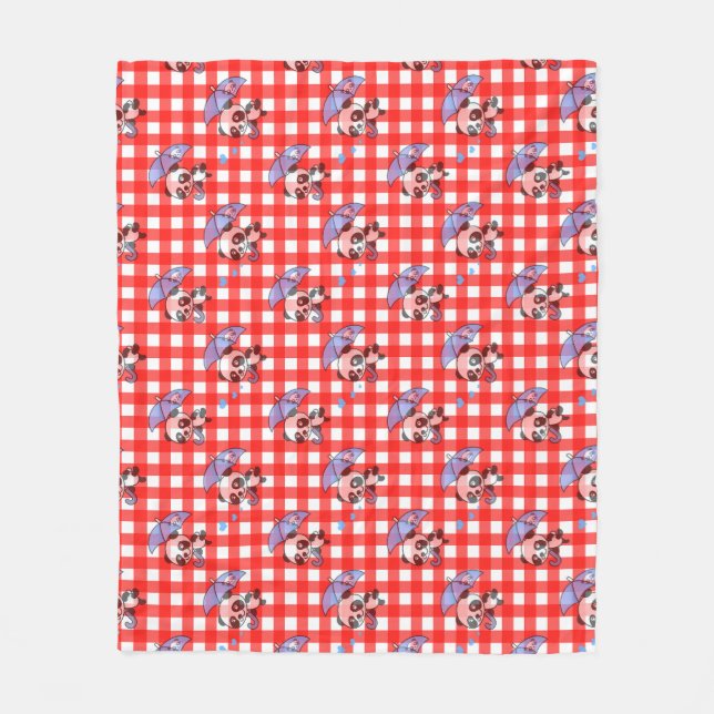 Cute Red Gingham Check Fleece Blanket (Front)