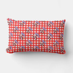 Cute Red Gingham Check Lumbar Cushion