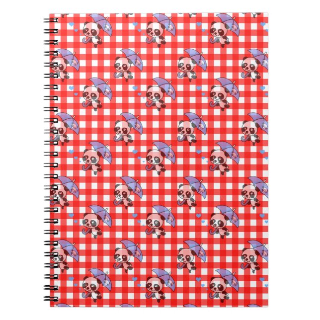 Cute Red Gingham Check Notebook (Front)