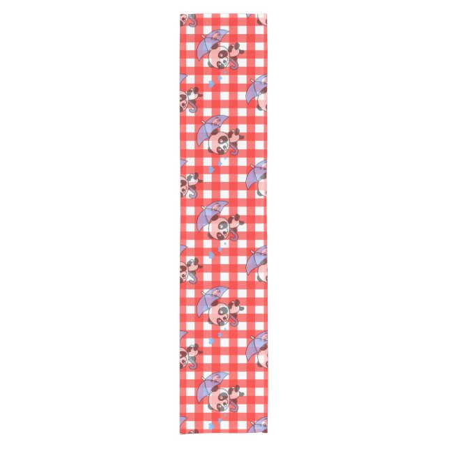 Cute Red Gingham Check Short Table Runner (Front)
