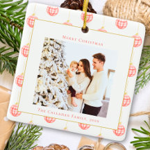 Cute Red Gingham Plaid Custom Photo Christmas