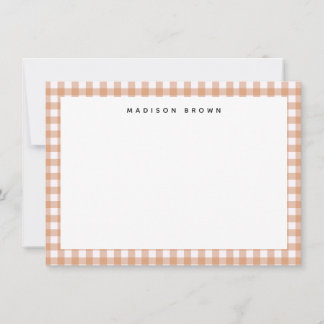 Cute Red Gingham Plaid Personalised Note Card