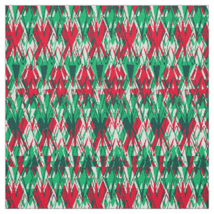 Cute red green abstract aztec pattern fabric