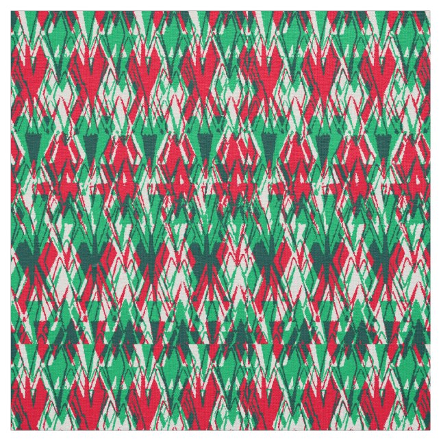 Cute red green abstract aztec pattern fabric (Swatch)