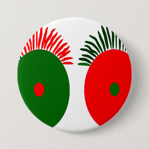 Cute Red Green Christmas Eyes 7.5 Cm Round Badge