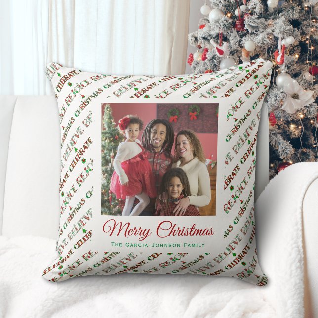 Cute Red Green Christmas Pattern Cushion (Creator Uploaded)