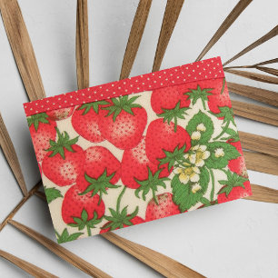 Cute Red Green Polka Dots Strawberries Fruit Postcard