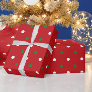 Cute red green white polka dots modern Christmas Wrapping Paper