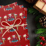 Cute Red Gymnastics Christmas Gymnast Girls Wrapping Paper Sheet<br><div class="desc">This beautiful gymnastics Christmas wrapping paper features 3 cute gymnast girls wearing Santa hats and holding a pose with ribbons on a pretty red holiday background. The blonde is holding a red ribbon,  the brunette is jumping on a trampoline,  and the African American girl is holding a green ribbon.</div>