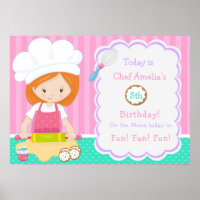 Cute Red Hair Girl Baking Birthday