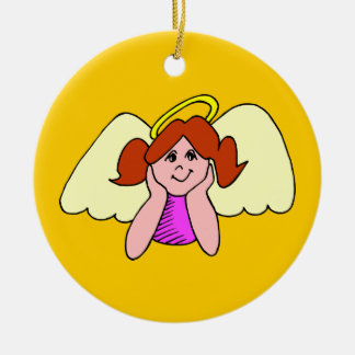 Cute Red Hair Girl Christmas Angel Ceramic Tree Decoration