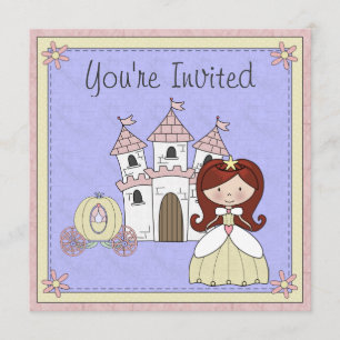 Cute Red Hair Princess Fairy Tale Birthday Invite