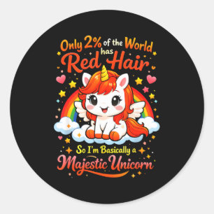 Cute red hair unicorn ginger pride redhead saying classic round sticker