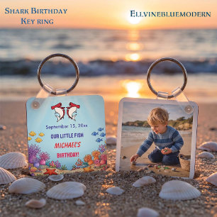 Cute Red Hammerhead Shark Ocean Birthday Photo  Key Ring