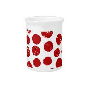 Cute Red hand drawn watercolor polka dots Pitcher