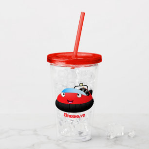 Cute red happy hovercraft cartoon acrylic tumbler